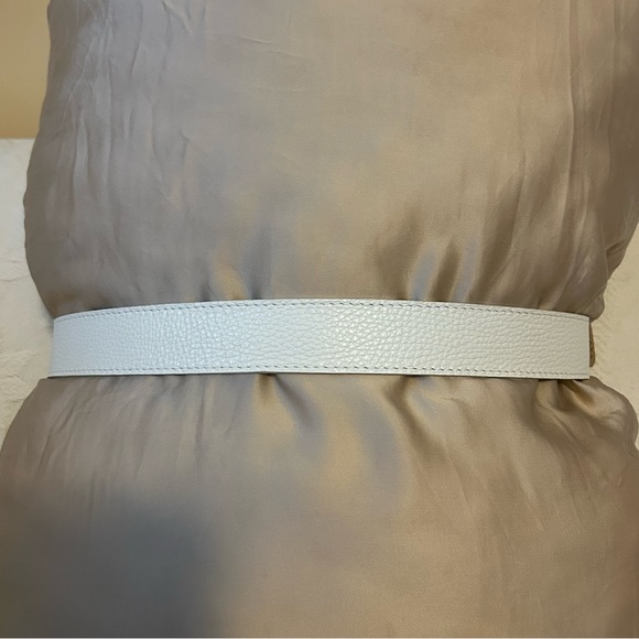 Talbots White Genuine Leather Belt with Metal Buckle - Picture 2 of 2